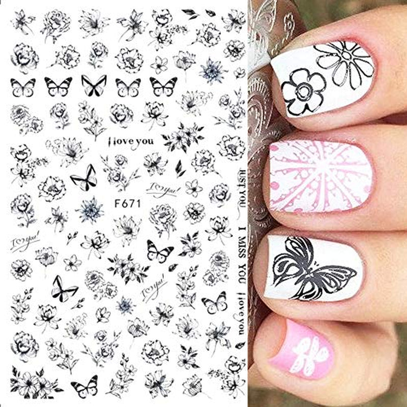 JMEOWIO Nagelsticker Schmetterling 8 Blätter Nagelaufkleber Selbtklebend Blau Schwarz Gold Schmetterling Nail Art Dekoration Nagel Design Zubehör