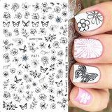 JMEOWIO Nagelsticker Schmetterling 8 Blätter Nagelaufkleber Selbtklebend Blau Schwarz Gold Schmetterling Nail Art Dekoration Nagel Design Zubehör