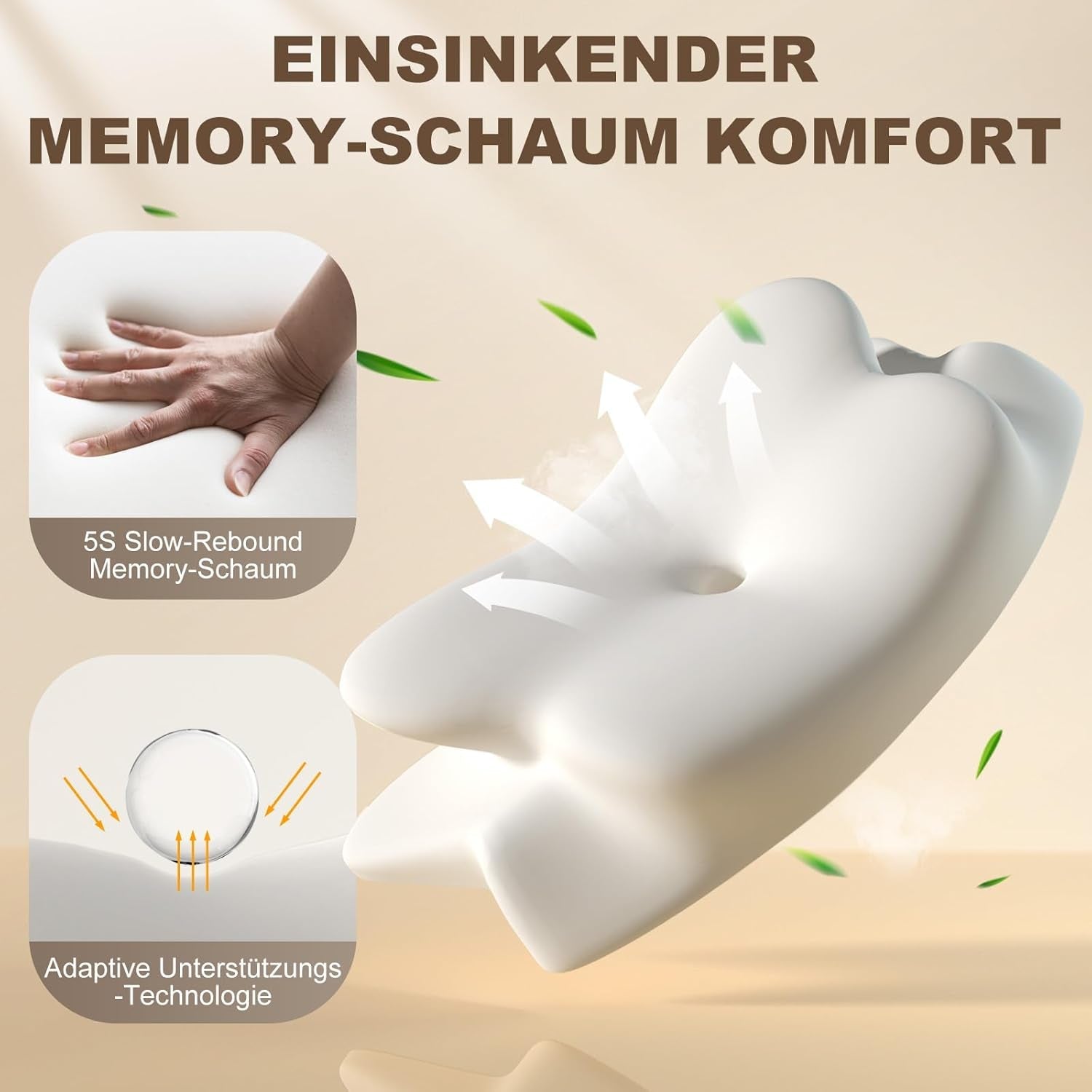 Ergonomický boční polštář na spaní - polštář na krk Polštář na podporu bolesti krku a ramen Ortopedický polštář s paměťovou pěnou na podporu krku pro žaludek Zádový a boční spánek s podporou krku Krční ortopedické polštáře Naty Shop