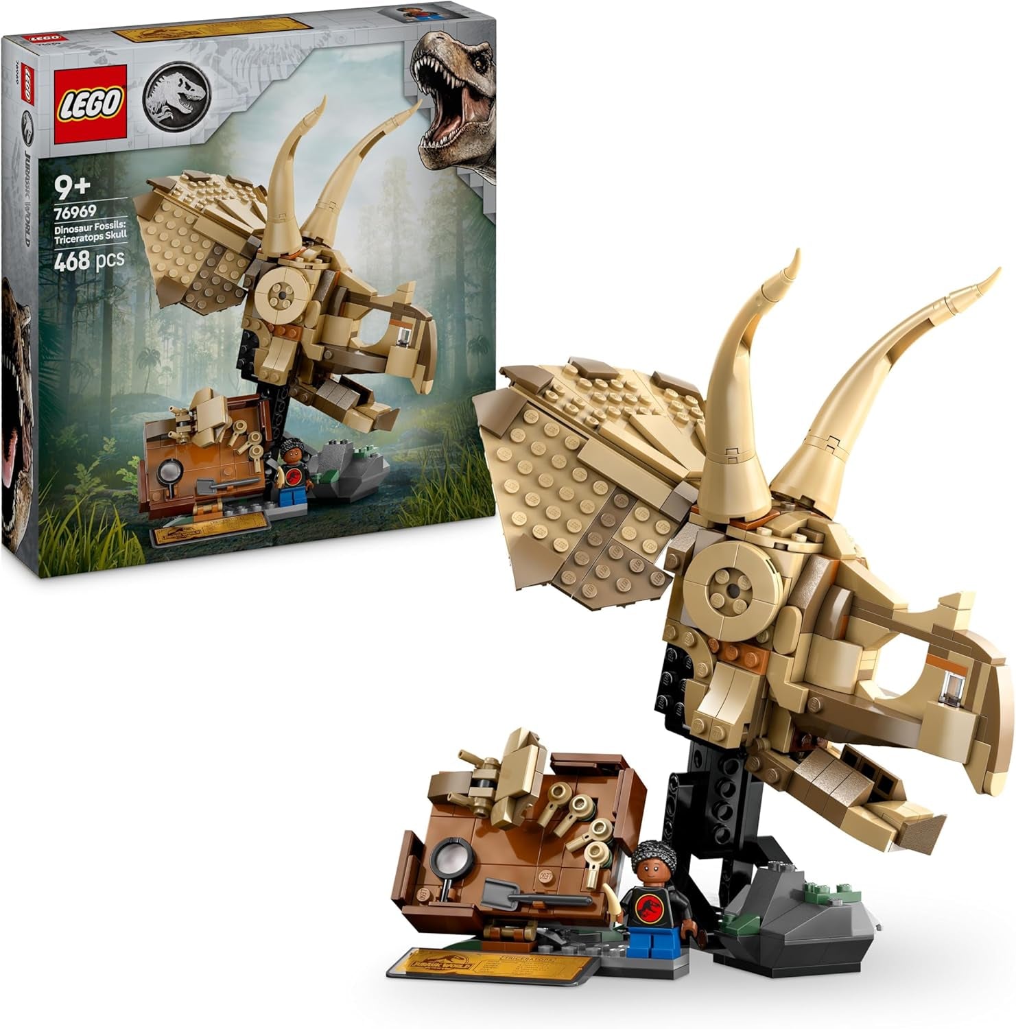 LEGO Jurský svět Dinosauří fosilie: Model lebky Triceratopse, Dinosauří hračka pro kluky a dívky 9 let, dárek pro děti a fanoušky Jurský svět 76969 Stavebnice Besuche den LEGO-Store Výchozí název