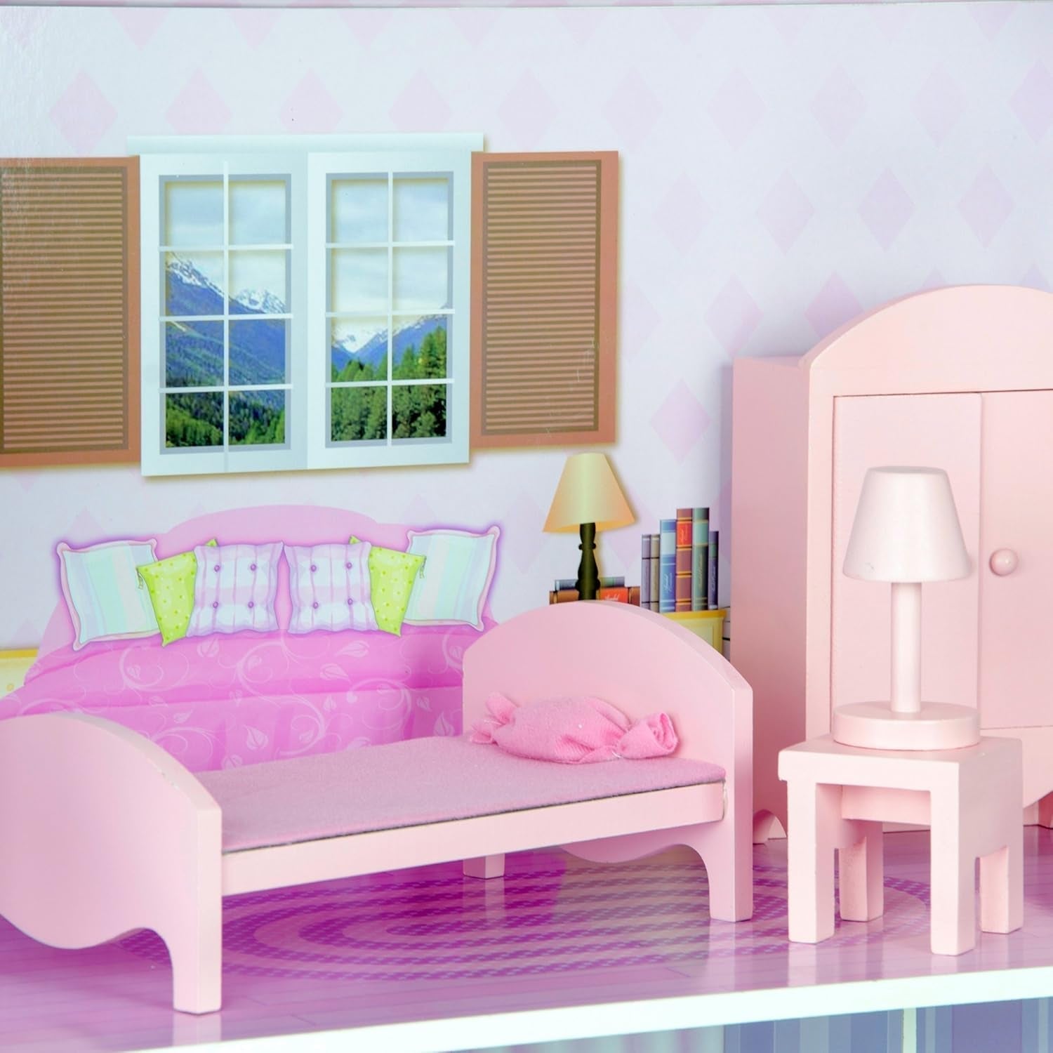 Obří domeček pro panenky Olivia's Small World, velký dřevěný domeček pro panenky s nábytkem a doplňky, 3patrový domeček pro panenky pro děti, domeček pro panenky 12", 3 roky + domečky pro panenky Naty Shop