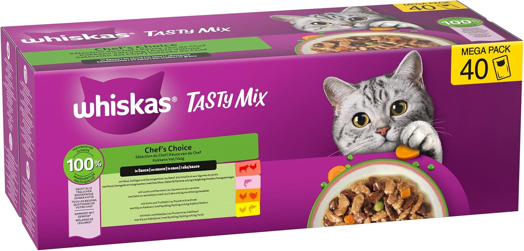 CHUTNÁ MIX WHISKAS Nassfutter v omáčce für Katzen 40 x 85 g Chef's Choice