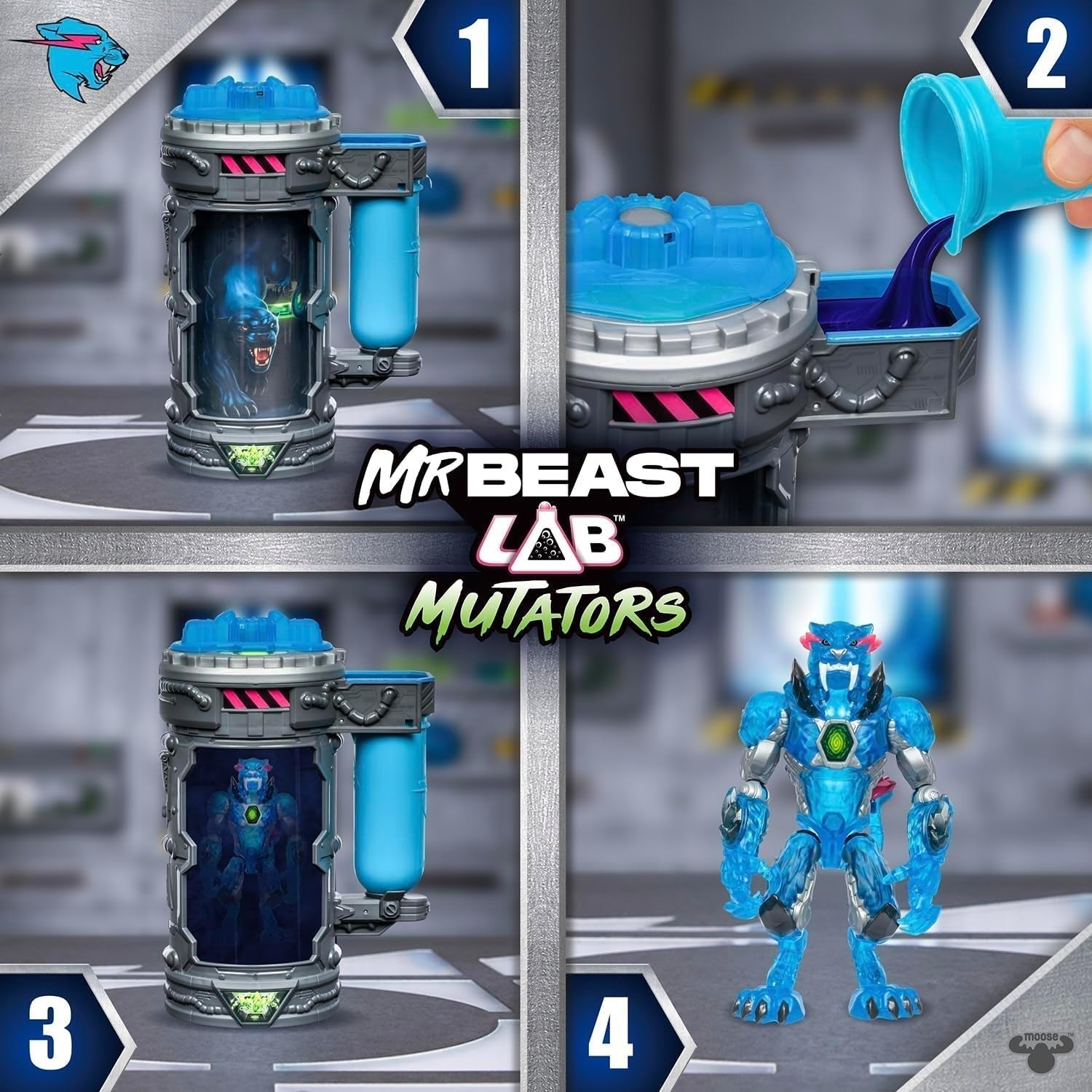 Stěhováci; Přesuňte ultimátní zvíře. Zažijte a vytvořte akční figurku Stealth Panthera z Mrbeasta. Sbírejte 3, Iconic Panther, Stealth Panther, Metallic Panther Akční figurky Naty Shop