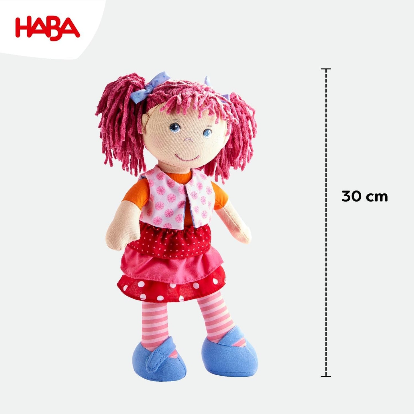 Panenka HABA Lily Lou - Měkká látková panenka od 18 měsíců - 30 cm s oblečením a vlásky - Ideální parťák na hraní pro malé děti - 1302842001