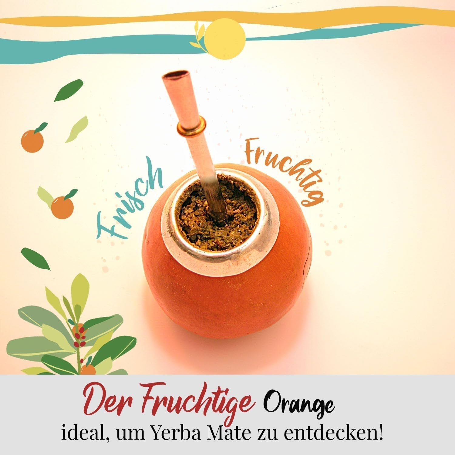 ORIGEENS BIO YERBA MATE s pomeranči 200 G - Ovocný čaj I Bio čaj Yerba Maté nepražený, bez stonků a prachu I Energizující a detoxikační nápoj