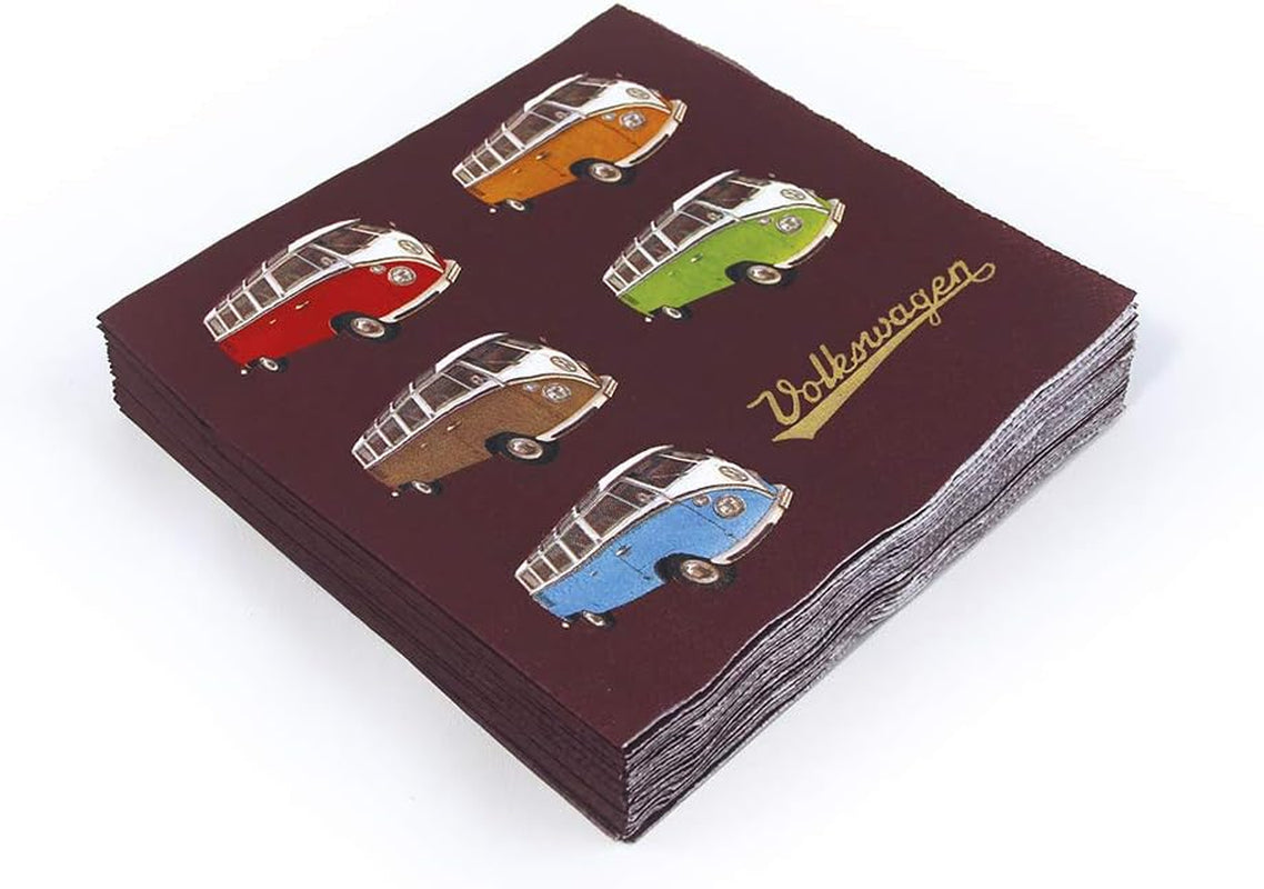 BRISA VW Collection – T1 Bus Stolní ubrousky Volkswagen (Samba Stripes/červené/3vrstvé)