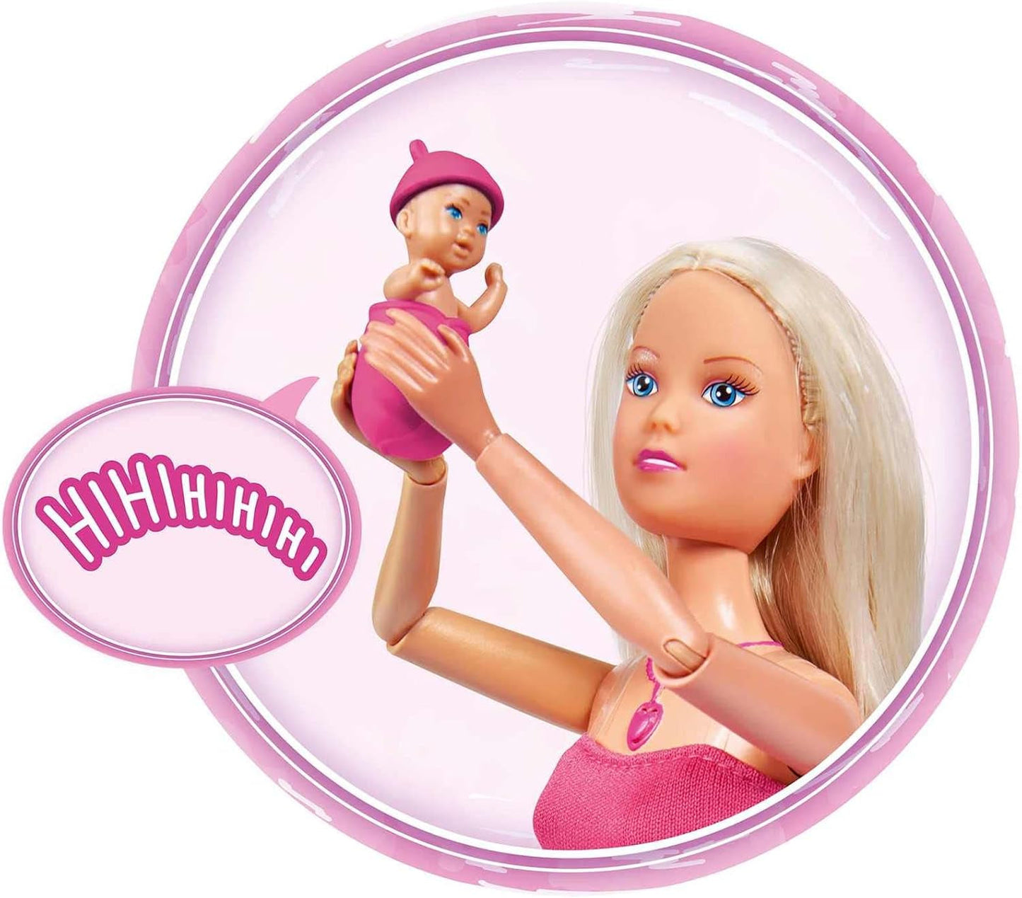 Simba 105733480 - Steffi Love Baby Bliss, těhotná panenka a skvělé zvuky, doplňky a nosítka pro miminka