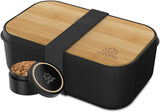 Umami Lunch Box pro dospělé, Netěsný stohovatelný Bento Box se 4 příbory a přihrádkami, Box na oběd pro dospělé, To-Go Zásobník na salát, Piknik / Kancelář Lunch Box, Charcoal Grey, 1500 ml