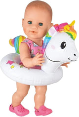 Heless 6601 - Henri Unicorn Plavecký kruh pro panenky, velikost 28-35 cm, pro zábavu u bazénu, jezera a vany
