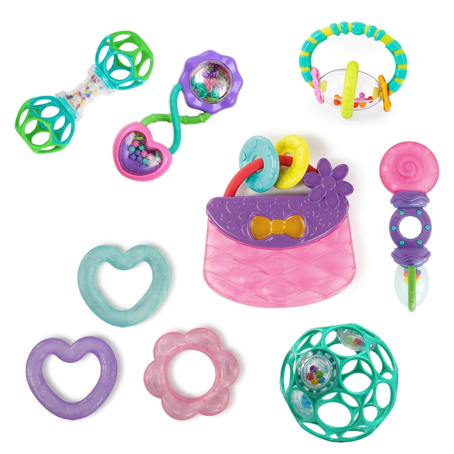 Šestidílná dárková sada Bright Starts Little Shakers - Dětská chrastítka a kousátka BPA Free Easy to Cat Unisex Newborn+