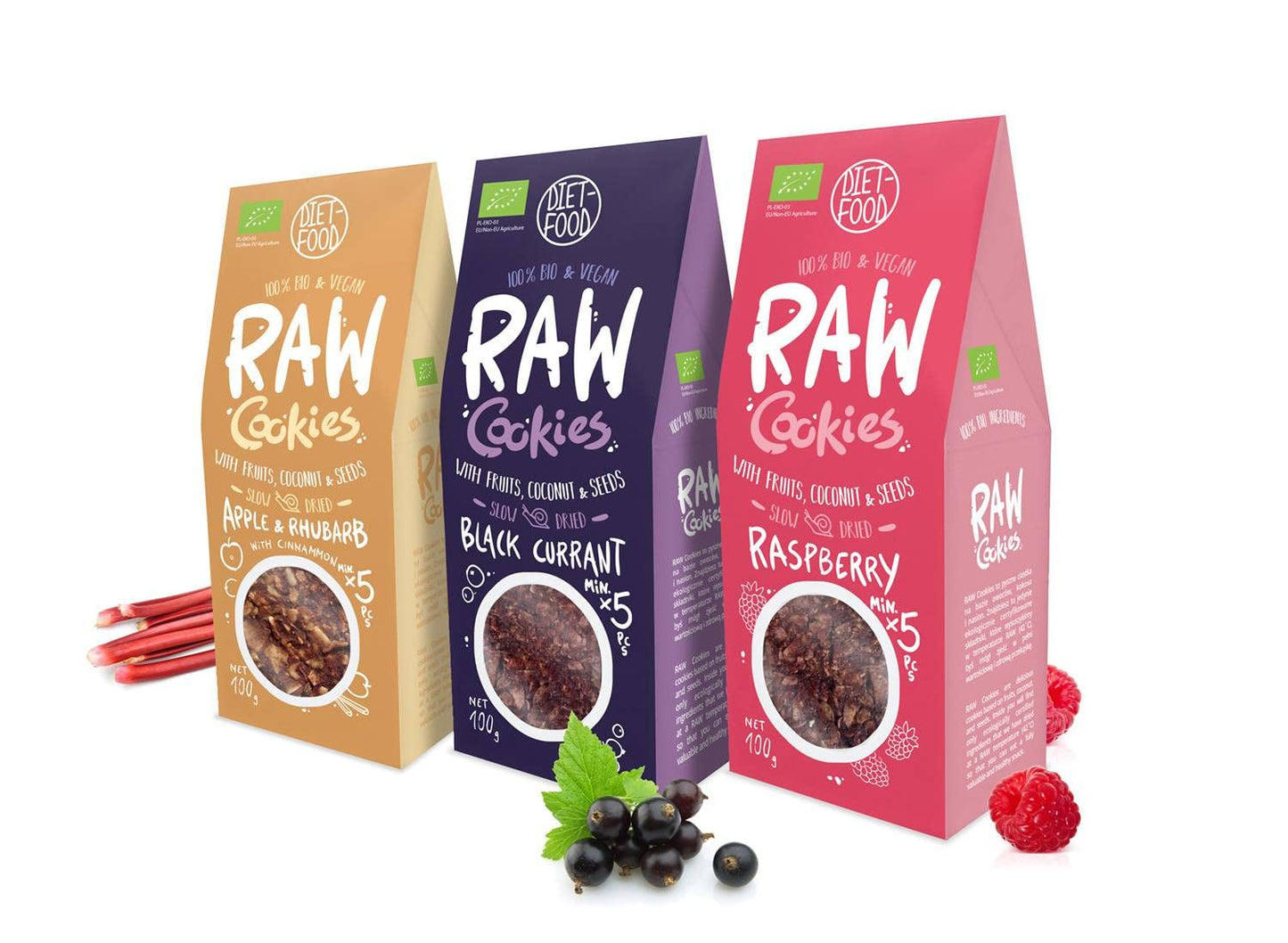 DIETNÍ JÍDLO RAW Bio sušenky z černého rybízu Zdravá svačina Vynikající kancelářské sušenky Bez konzervantů 100 g (1 balení)