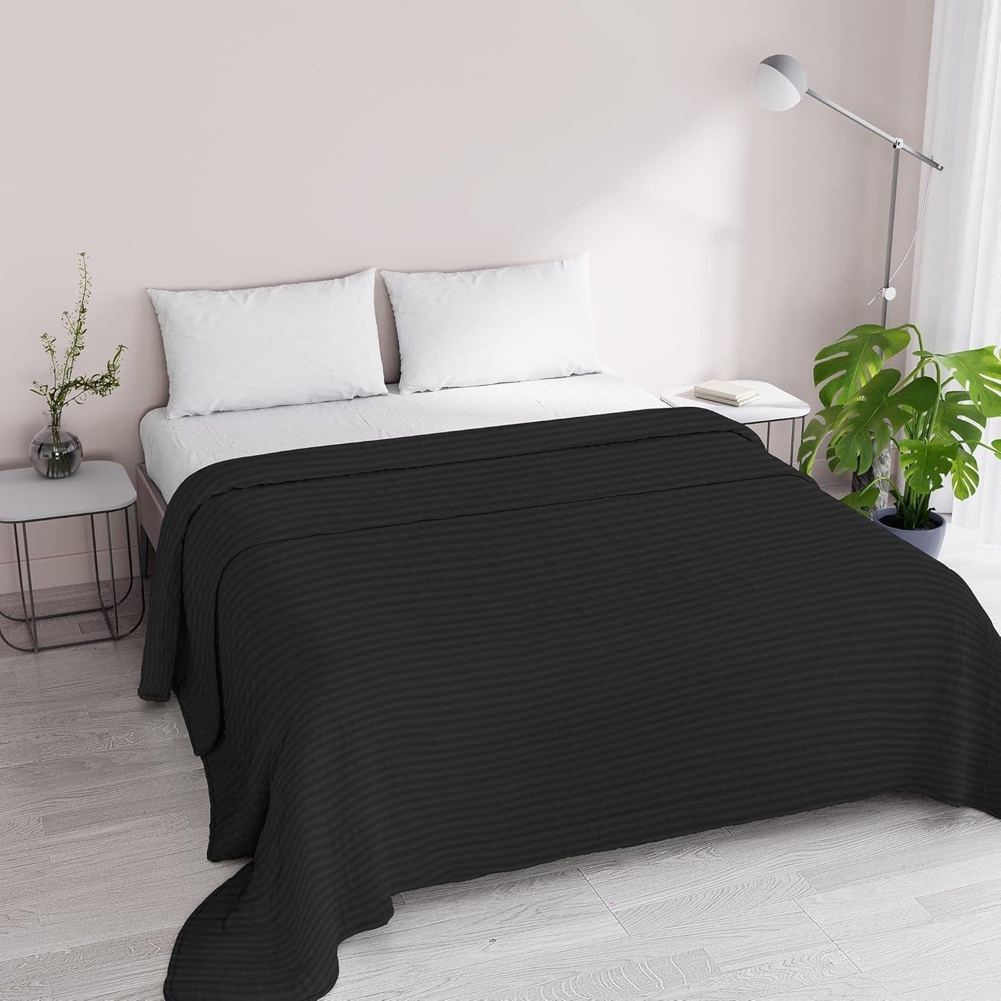Letní přikrývka Satin Stripes, polyester, krémová, 260X250 Cm Přikrývky a přikrývky Naty Shop Černá 260X250 Cm