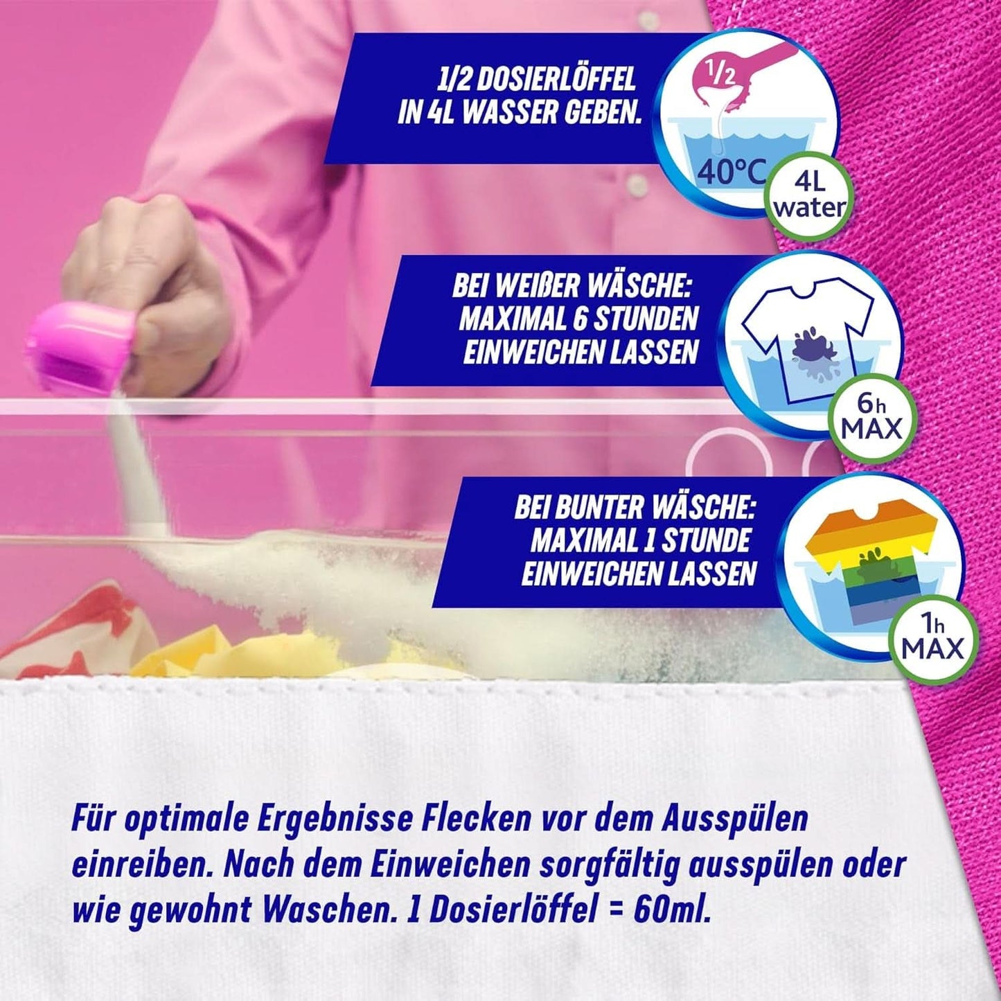Vanish Oxi Action Powder Pink - 1,125 Kg - prášek na odstranění skvrn a zlepšení prádla bez chlóru - na barevné prádlo Prací prostředky Naty Shop
