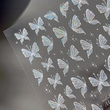 Aurora Muschel Schmetterling Samolepka na nehty Weiß Schmetterlinge Samolepka na nehty Gelee Relief Butterfly Nagelaufkleber Y2K Butterflies Nagel Sticker Nägel Nageldesign Nagel Zubehör Samolepky na nehty Nailart