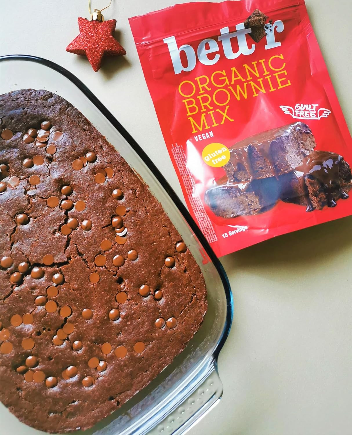 Bettr Organic Brownie Mix - Bio, Vegan Und Glutenfreie Brownies Mit Reichhaltigem Kakaogeschmack - 400 G - 15 porcí Naty Shop