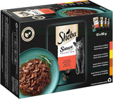 Sheba Sauce Collection Mokré krmivo pro kočky, porcované sáčky, slané multibalení, 4x12x85g