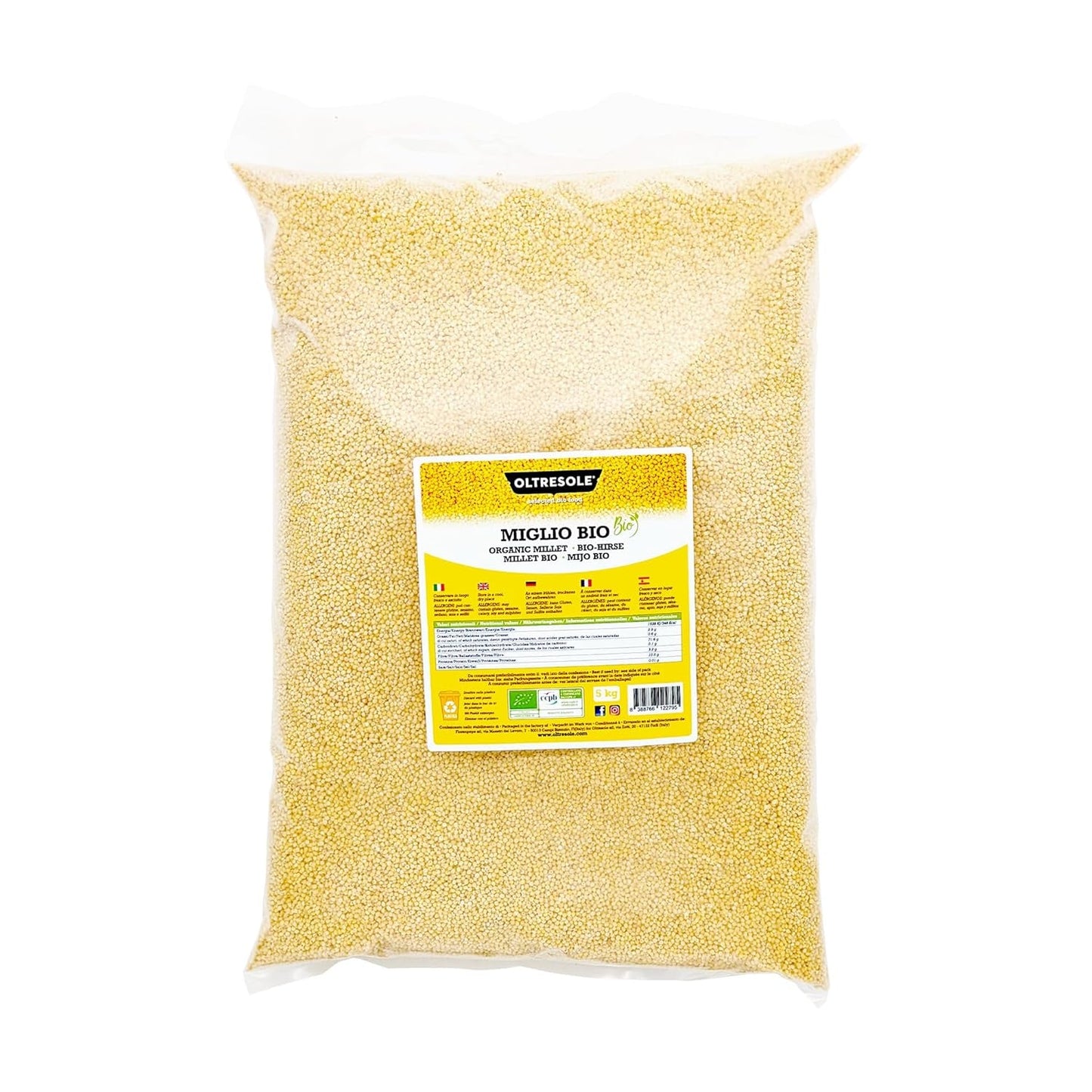 Bio proso 1 kg, bio zrna bohatá na vlákninu a minerály, žluté proso ke konzumaci, ideální balení pro rodinu