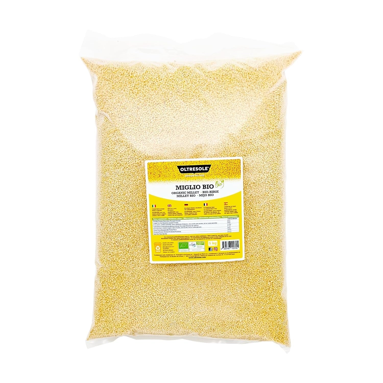 Bio proso 1 kg, bio zrna bohatá na vlákninu a minerály, žluté proso ke konzumaci, ideální balení pro rodinu