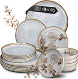 Porcelánová sada nádobí Moritz & Moritz BLOSSOM pro 6 osob, 18 kusů - Moderní nádobí s hravým designem - Snadno udržovatelný kávový servis s talířky a misky - Kombinovaný servis