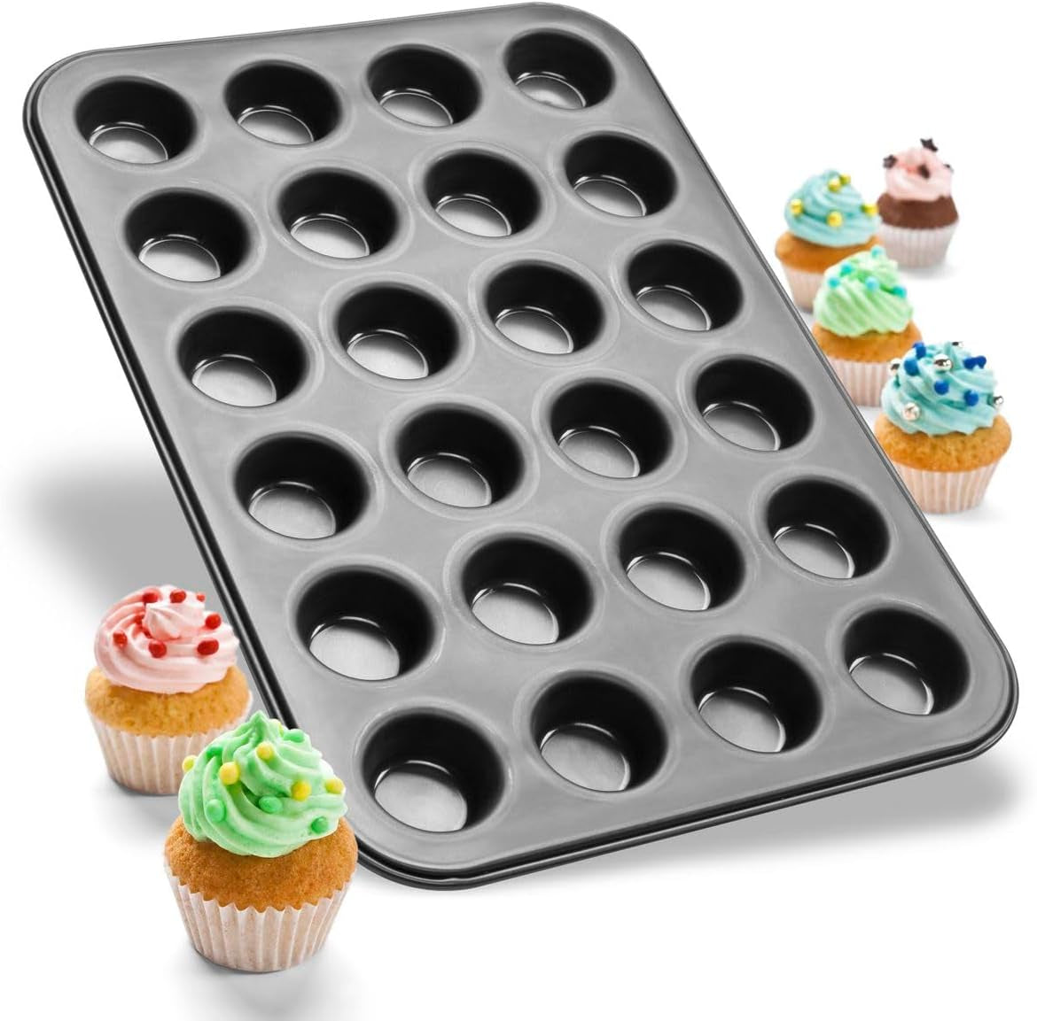 Zenker 6541 Black Metallic 24Er Mini-Muffinform – Antihaftbeschichte Für Perfekte Mini-Muffins, Ø 4,5 cm, ​​Made in Germany Formy a plechy na pečení Naty Shop