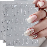 JMEOWIO Nálepka na nehty Marmor Linie 9 Blatt Nálepka na nehty Selbstklebend Nagelaufkleber Stříbrná bunt Dekoration Nageldesign Zubehör