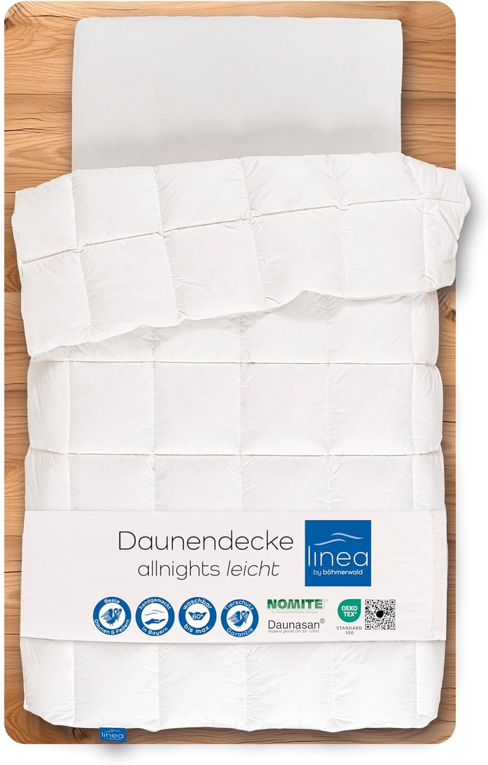 Allnights - Lehká komfortní přikrývka 135X200 100% nové peří a prachové peří, vhodné pro alergiky, lze prát do 60°C, vyrobeno v Německu Peřiny a přikrývky Naty Shop 155 X 220 Cm Tepelná třída Light