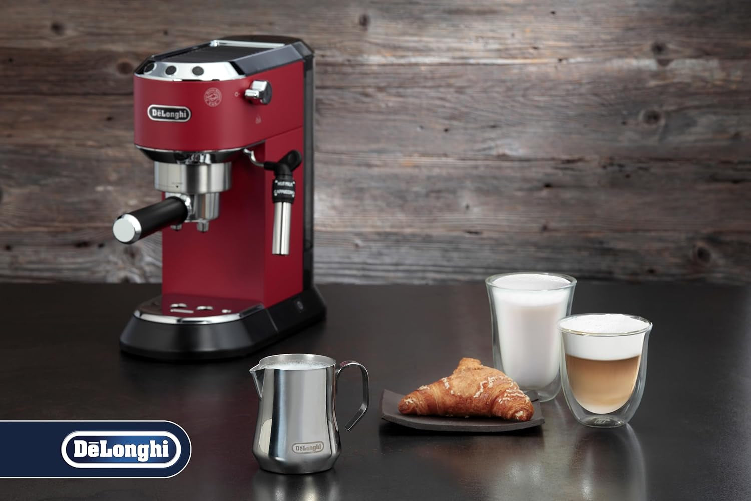 De'Longhi konvička na mléko DLSC060, konvička na ruční napěňování, ergonomická rukojeť, objem 350 ml, nerezová ocel