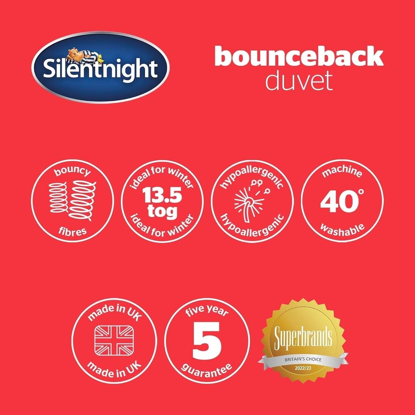 Peřina Silentnight bounceback, 13,5 ks, king size, bavlněná směs, bílá, king size Peřiny a přikrývky Naty Shop