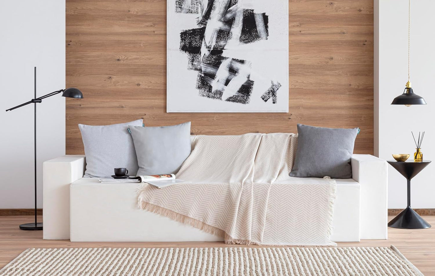 Todocama multifunkční přehoz, přehoz, přehoz, potah na pohovku, jarapas, vzor rybí kosti (230 X 260 Cm, pískově béžová). Postele a přikrývky Besuche den Todocama-Store