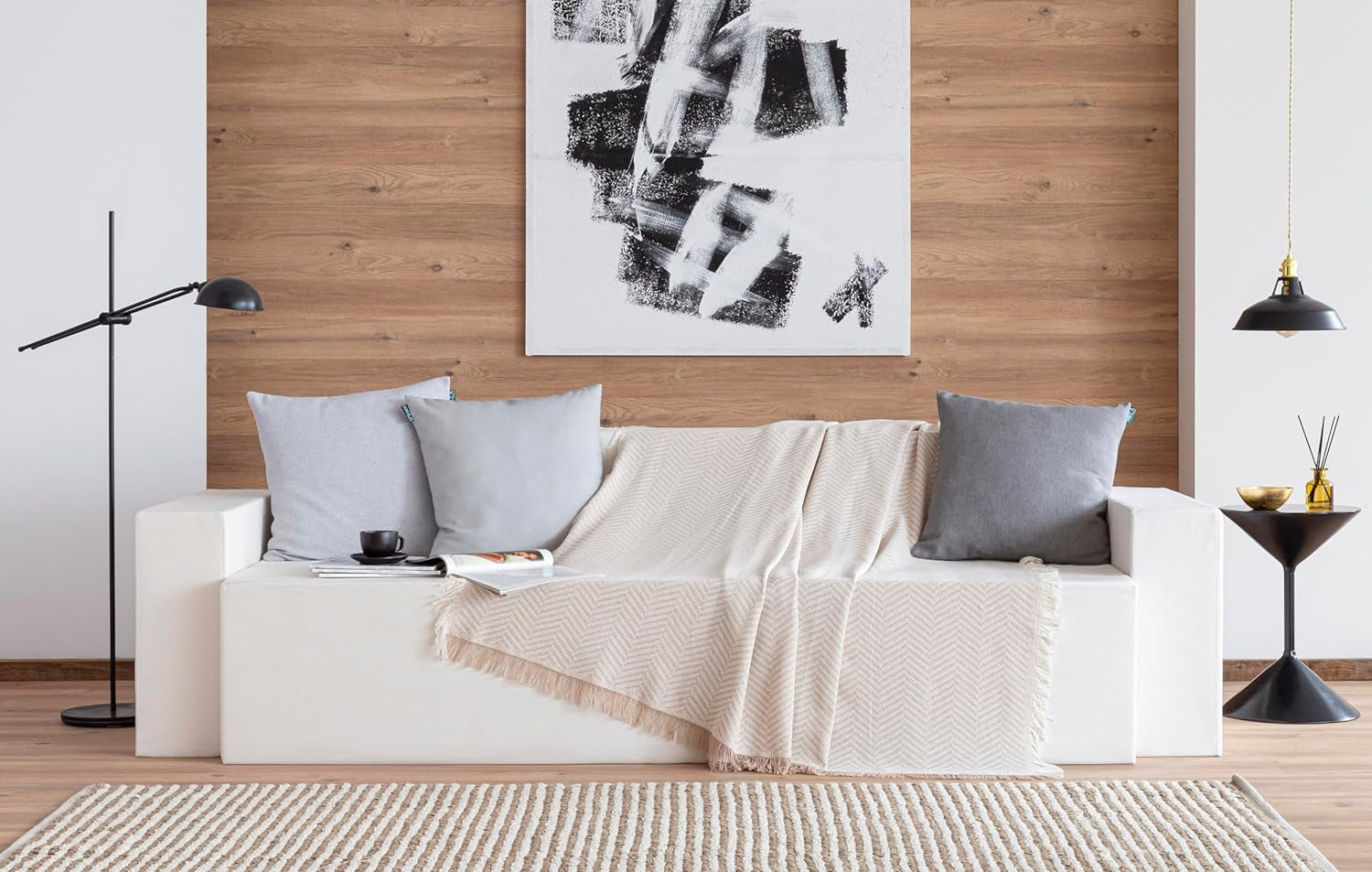 Todocama multifunkční přehoz, přehoz, přehoz, potah na pohovku, jarapas, vzor rybí kosti (230 X 260 Cm, pískově béžová). Postele a přikrývky Besuche den Todocama-Store