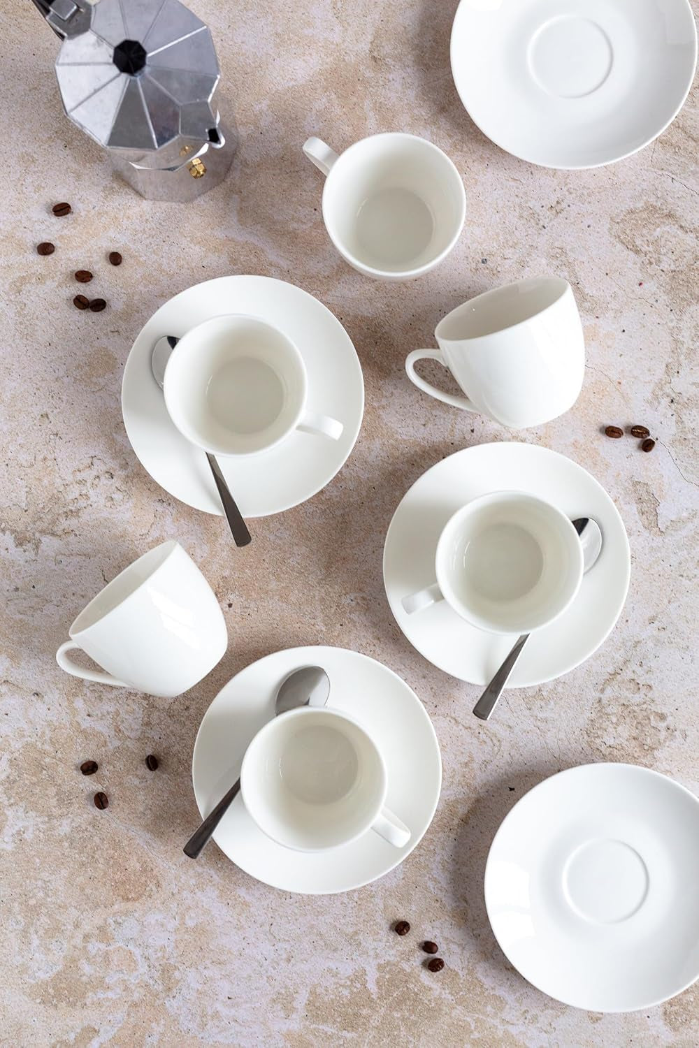 MÄSER 934105 Belmira Series, Klasická kávová sada pro 6, 18dílná kávová sada, Nadčasová, Elegantní, Jemná, Porcelánová, Bílá