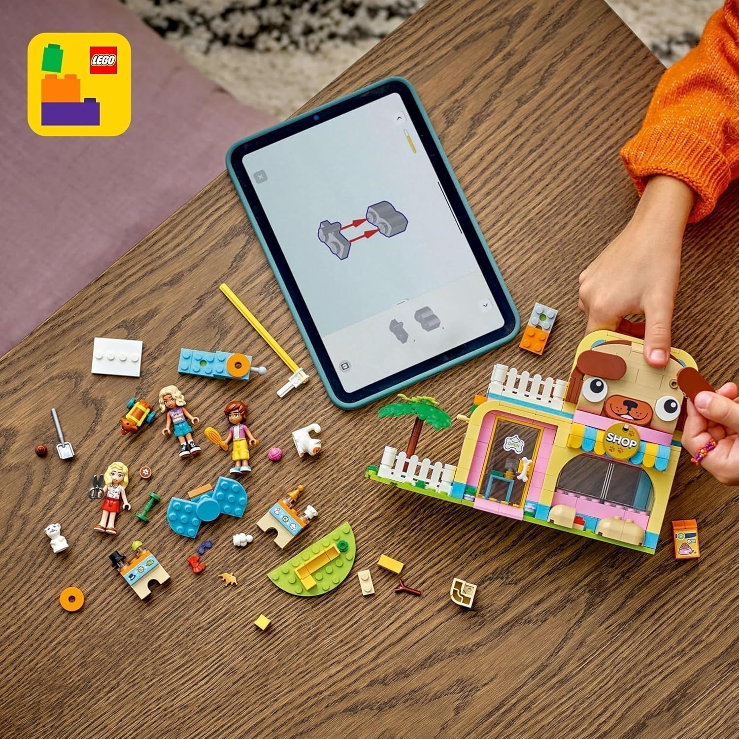 LEGO Friends Obchod se zvířecími doplňky Předstíraná herní sada Vzdělávací hračka pro 6leté dívky 3 minifigurky a 3 figurky zvířat Kočka Psík Zajíček Nápad na dárek pro děti 42650 Stavebnice Besuche den LEGO-Store