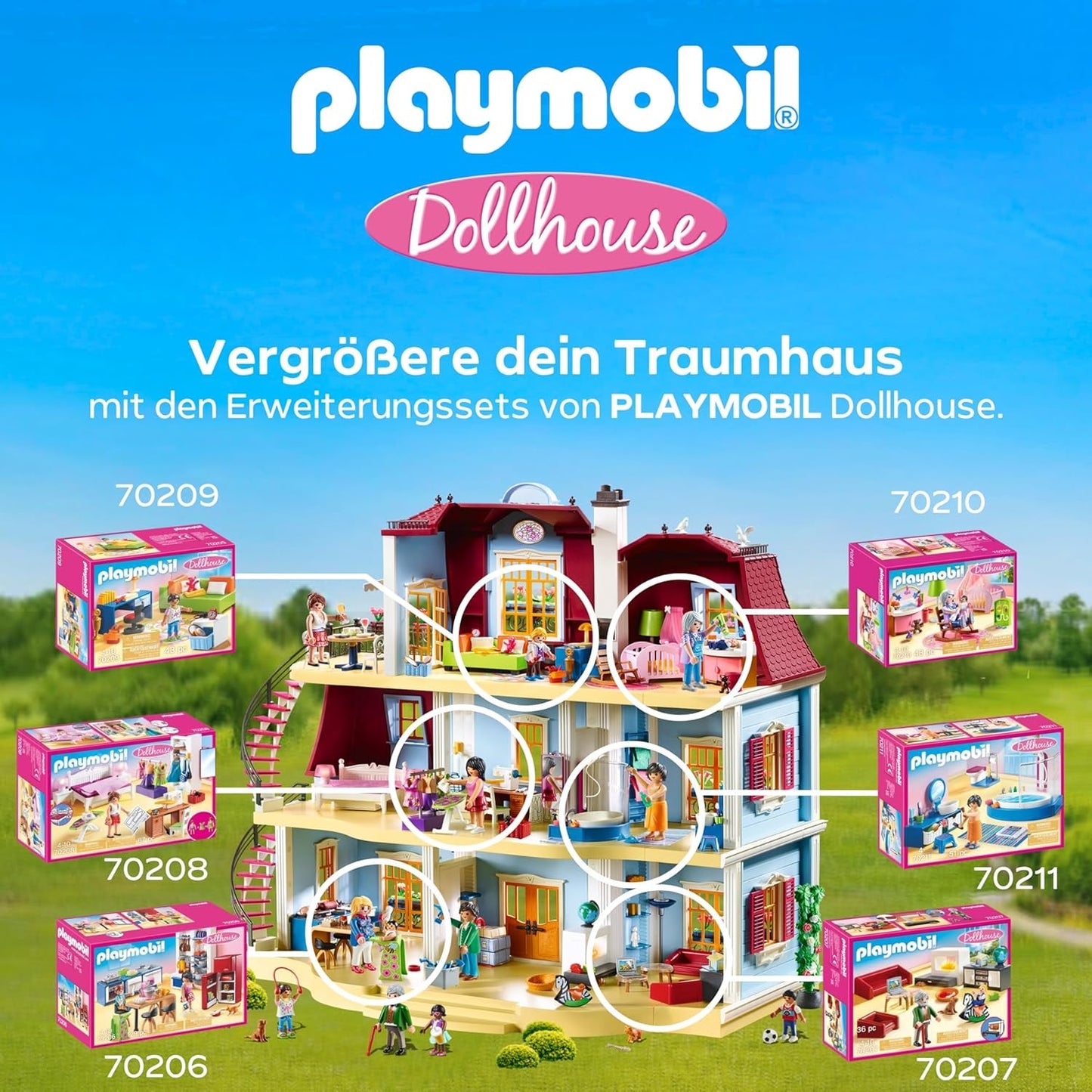 PLAYMOBIL Domeček pro panenky 70209 Pokoj pro mládež s figurkou dívky a doplňky, věk 4+
