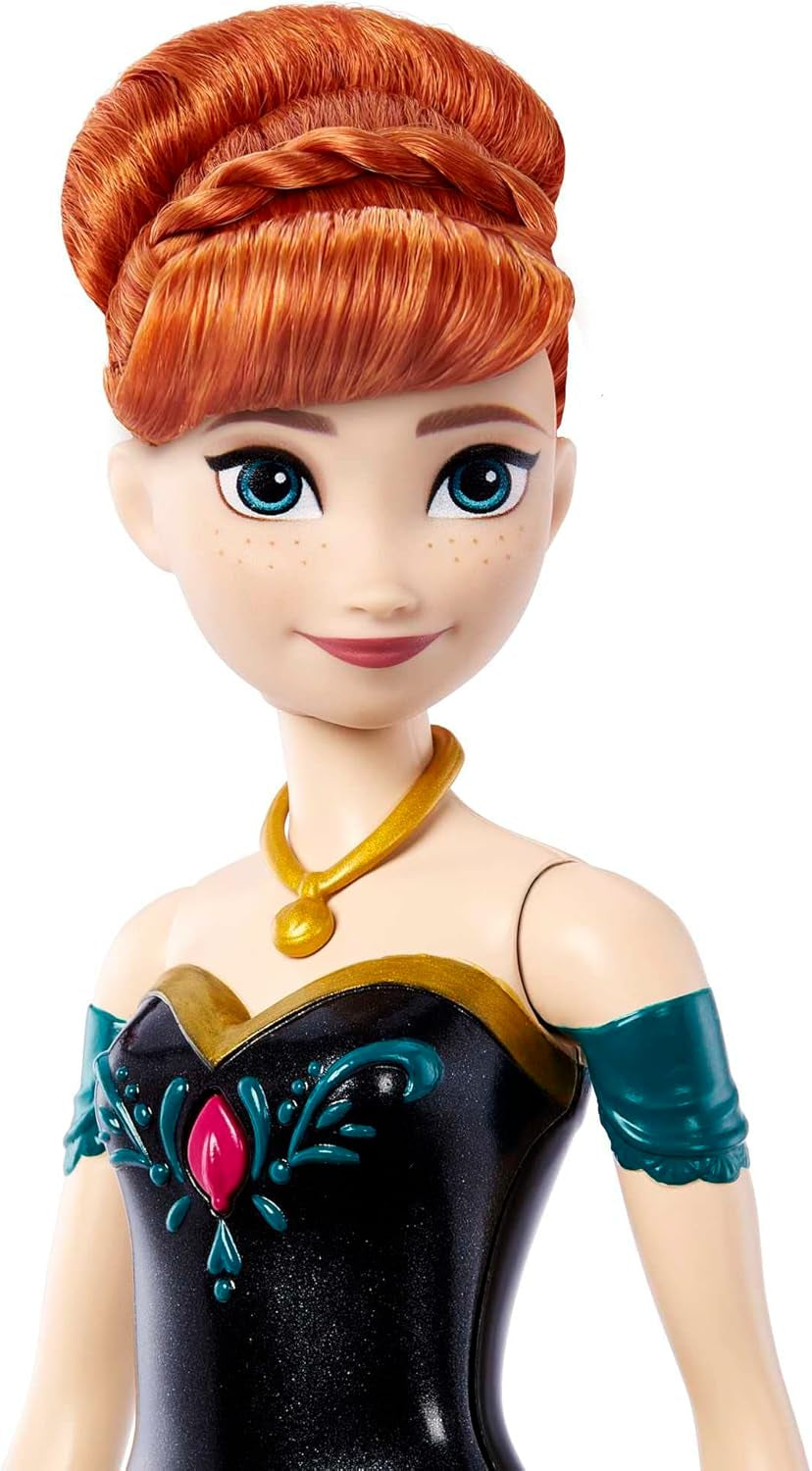 Panenka Mattel Disney Frozen Singing Anna – úryvek písně 30 sekund, klasický zámek, odepínatelná měkká sukně, rozčesatelné vlasy, pro děti od 3 let, německá verze, HMG41