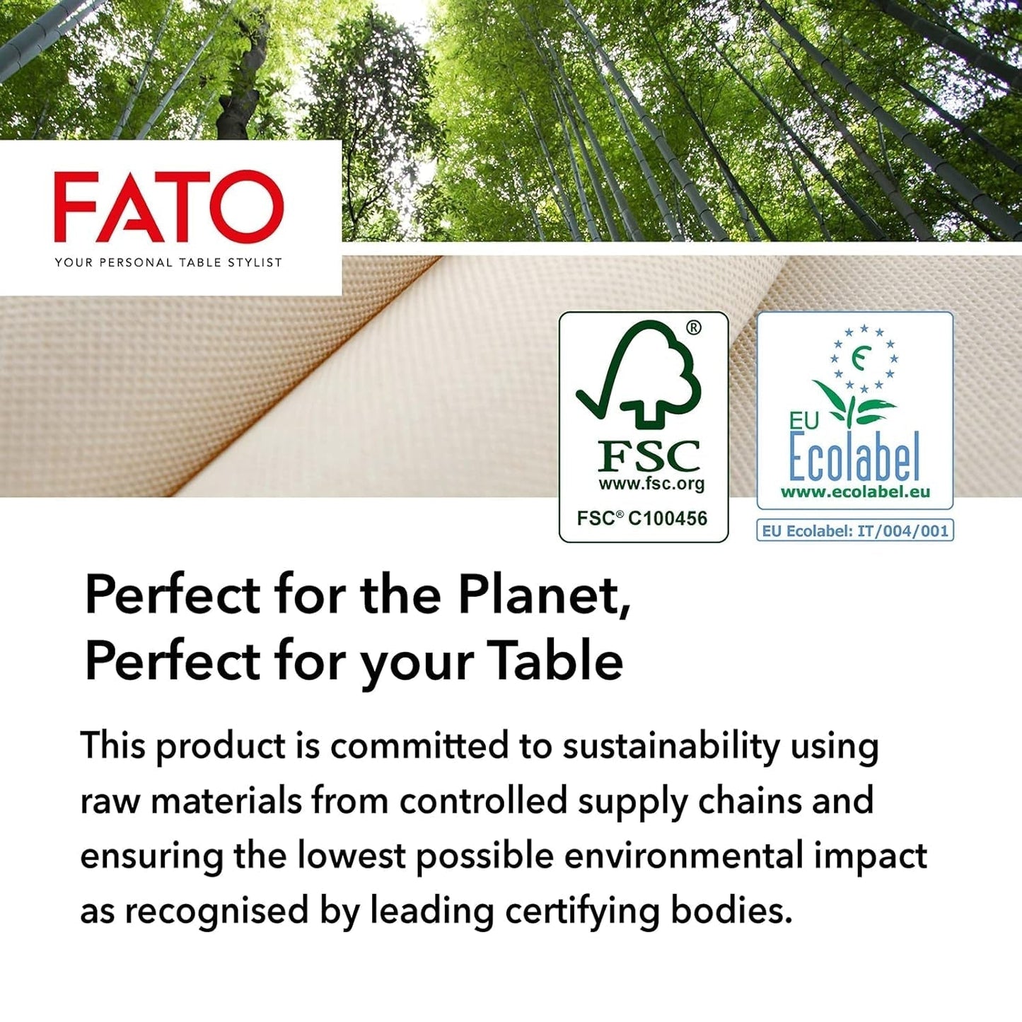 Fato – Přírodní 4-složkové jednorázové papírové ubrousky, šetrné k životnímu prostředí, 40 balení, velikost 38X38, 2 vrstvy, 100% recyklovaný papír