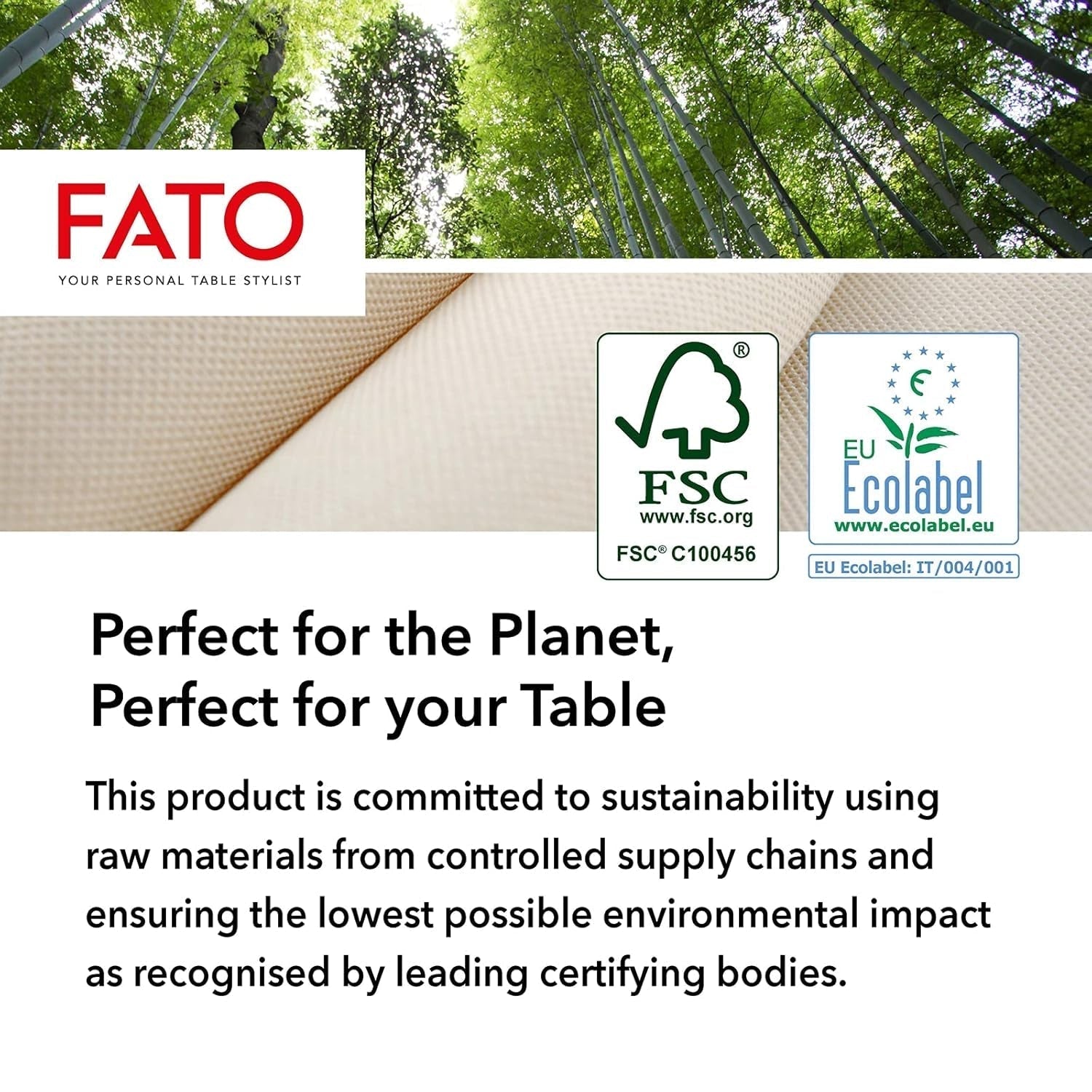 Fato – Přírodní 4-složkové jednorázové papírové ubrousky, šetrné k životnímu prostředí, 40 balení, velikost 38X38, 2 vrstvy, 100% recyklovaný papír