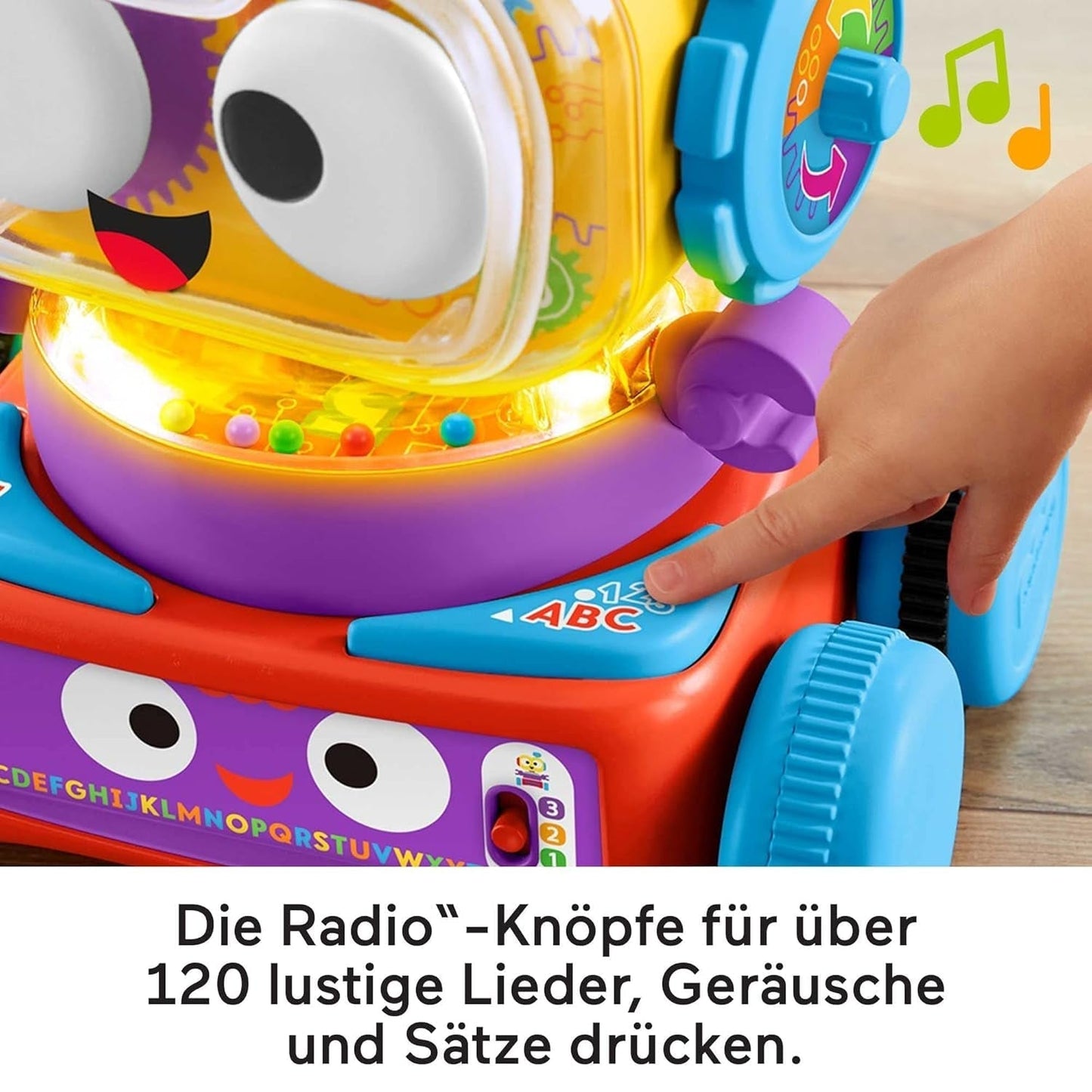 Fisher-Price 4 v 1 učící robot Linus pro miminka a batolata, hračka od 6 měsíců – německy mluvící, HCK39 Baby Toys Naty Shop