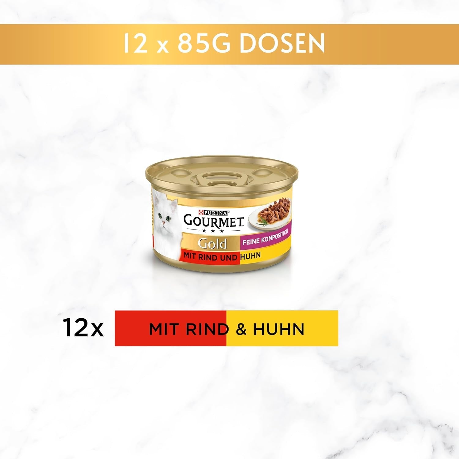 Gourmet Gold Fine Composition mokré krmivo pro kočky s hovězím a kuřecím masem, balení 12 ks (12 x 85 g)