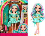 Módní panenka Rainbow High Be Dazzling - Celine Turquoise - modrozelená, 28 cm, s nástrojem na zdobení, třpytivými drahokamy a stylingovými doplňky