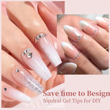 Sada 150 ks Gradient False Nails - 5 barev Ombre Design Samolepící umělé nehty - Celý kryt pro ženy a dívky - Lesklé umělé nehty pro DIY manikúru (čtvercové)