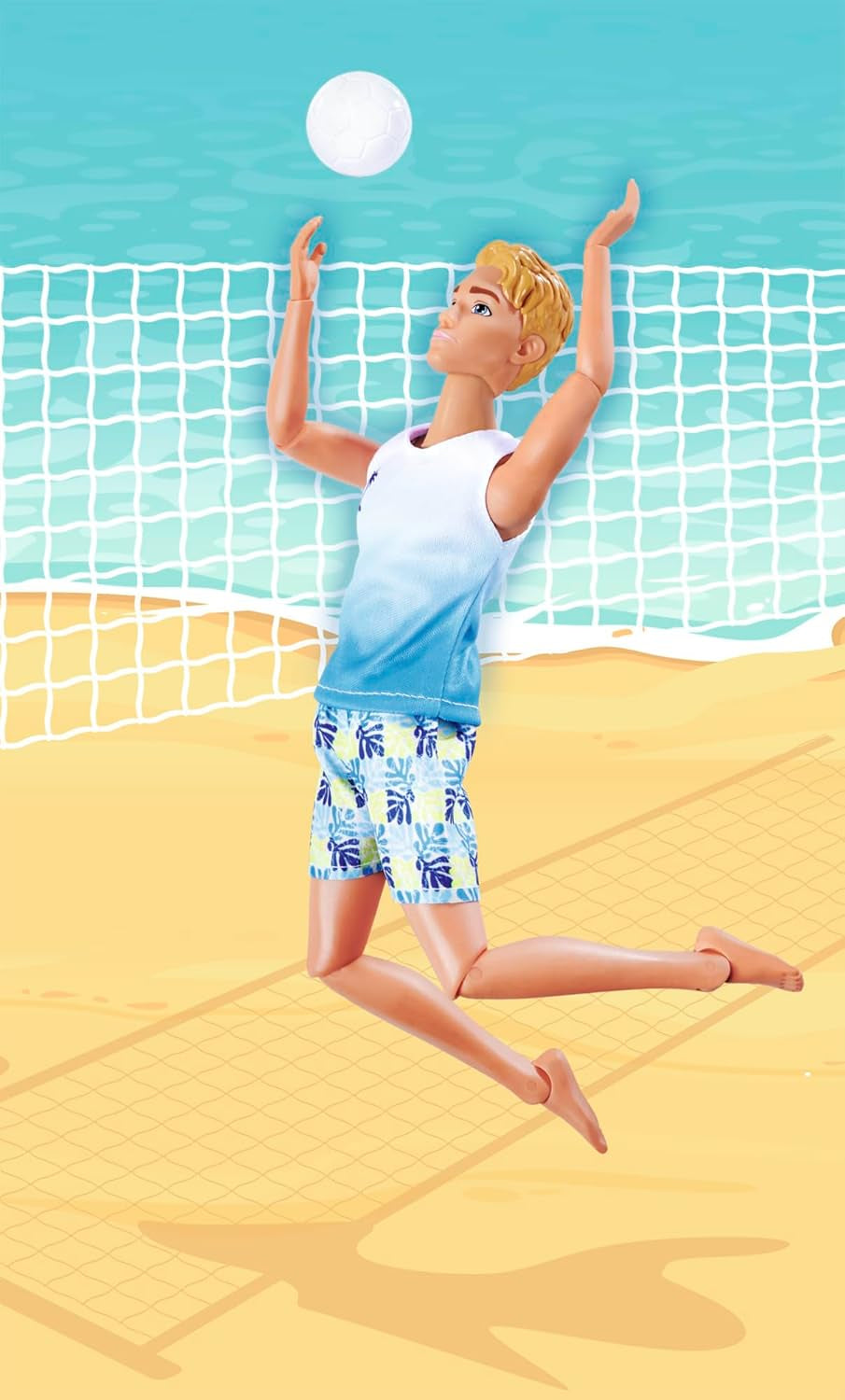 Simba Steffi Love Beach Panenka Kevin, Kevin v plavkách s tričkem a volejbalem, plně kloubový, 30 cm, věk 3+