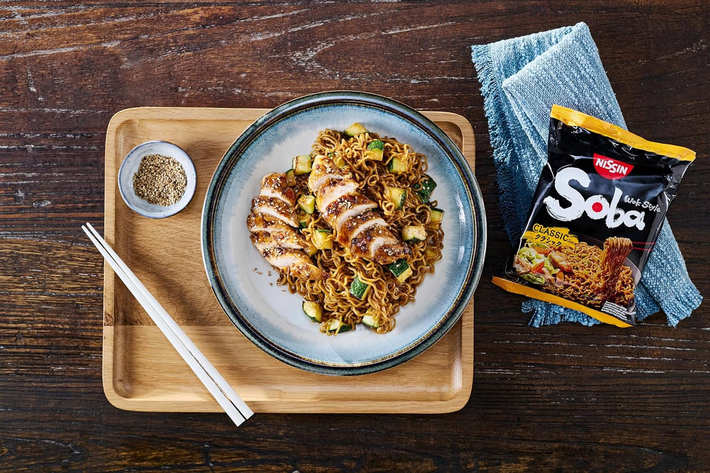 Nissin Bag Soba Noodles – klasické japonské instantní nudle 9 balení wok styl s omáčkou Yakisoba Rychlé vaření asijské jídlo (9 x 109 g)