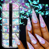 JMEOWIO Nail Glitter 12 Grids Mořská panna Nail Art Dekorace Příslušenství Nail Design