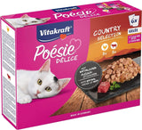 Vitakraft Poésie Délice, Country Selection, Nassfutter Katze, Katzennassfutter Gelee, s kuřecím masem, s hovězím masem (1 balíček s 6x 85g)