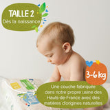 - Ökologische Diadeln, Größe 2 (3-6 kg) – natürlicher Ursprung, ohne Schadstoffe – 12 Stunden trocken, extrem saugfähig – hermestellung ve Francii – 150 Einwegdiadeln – Packung 1 měsíc