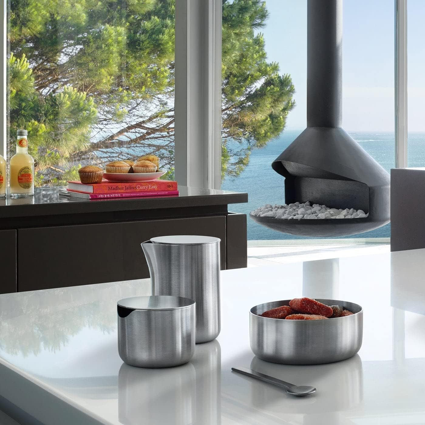 blomus -BASIC- cukřenka z broušené nerezové oceli, ideální nádoba na cukr na bílý/hnědý cukr, nadčasový design, lze mýt v myčce (v/š/v 6,6x 6,6x5,2 nerez, 63621)