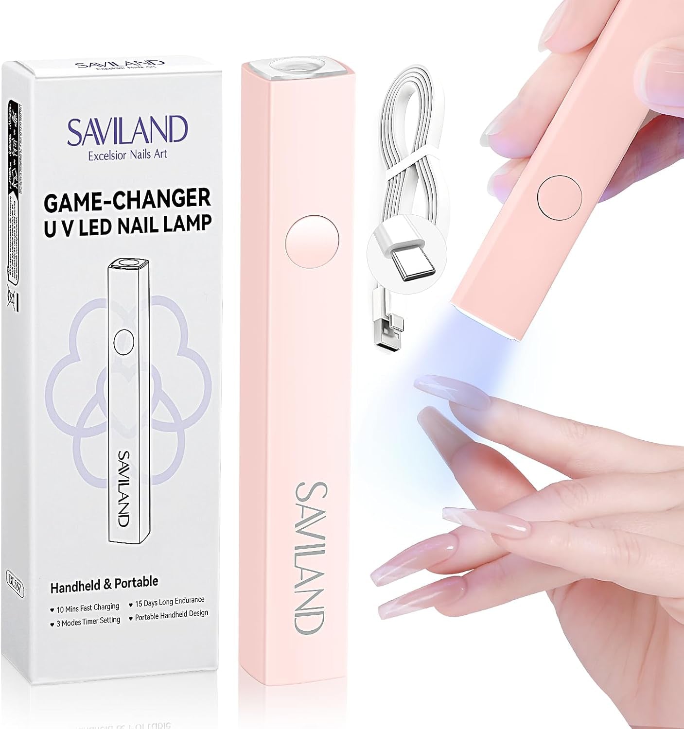 Saviland U V Lampe Für Gelnägel: Mini U V Lampe Für NägelSchützen Sie Die Haut Wiederaufladbar Klein LED Nagellack Trocknergerät Für Nagellack Aufbaugel Tipy na nehty Nagelkleber Geschenke Für Frauen