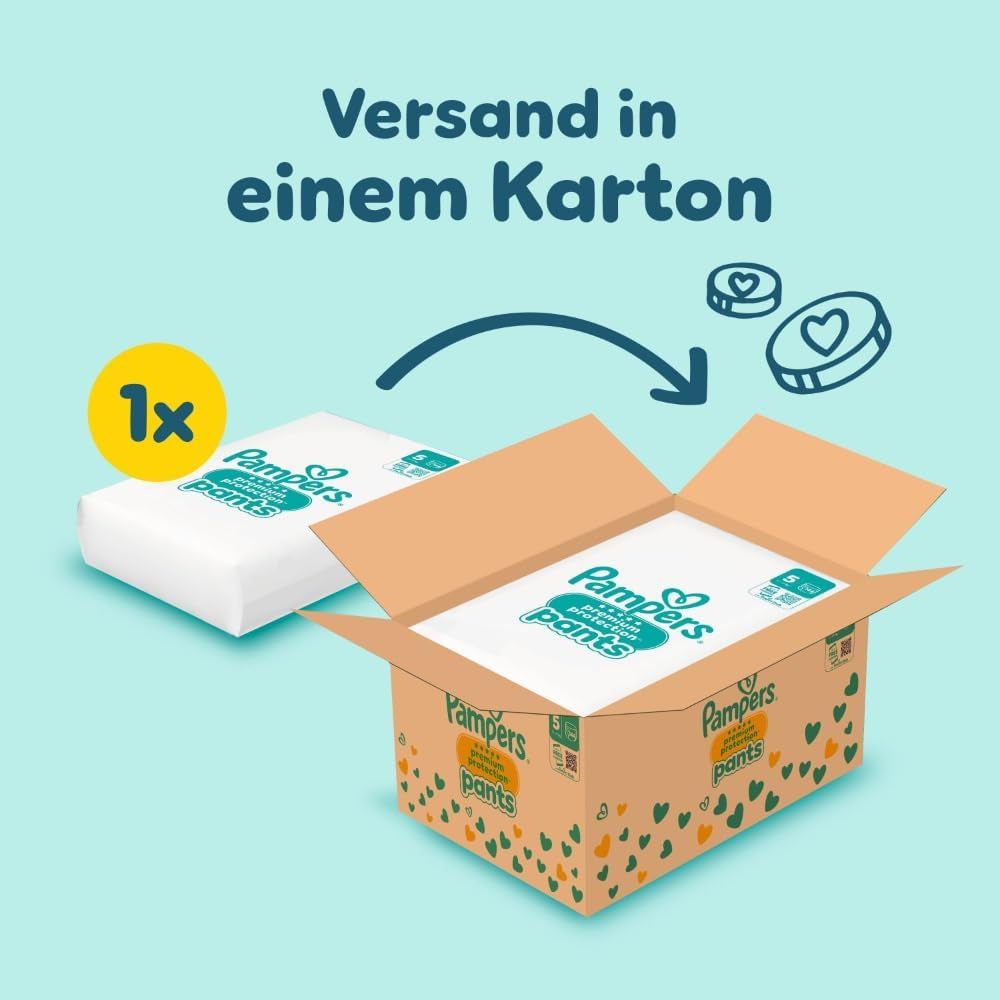Pampers Premium Protection Pants velikost 5, 144 plen, 11 kg - 17 kg, s 360° nastavením a měkkými manžetami proti vytečení pro optimální pohodlí a ochranu