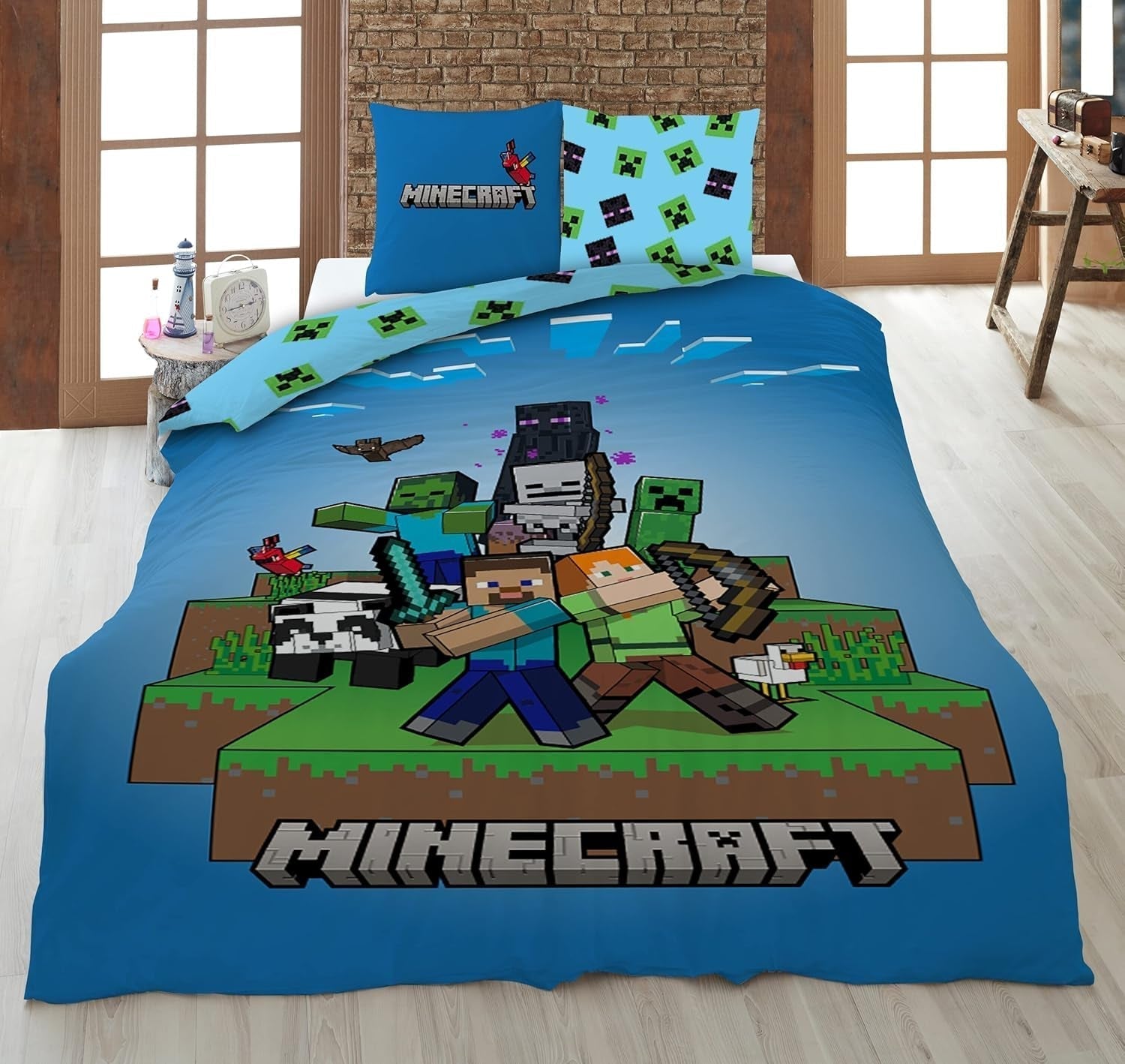 Sada dětského povlečení Minecraft Ready to Survive Povlečení z mikrovlákna – výchozí název dětského obchodu Naty