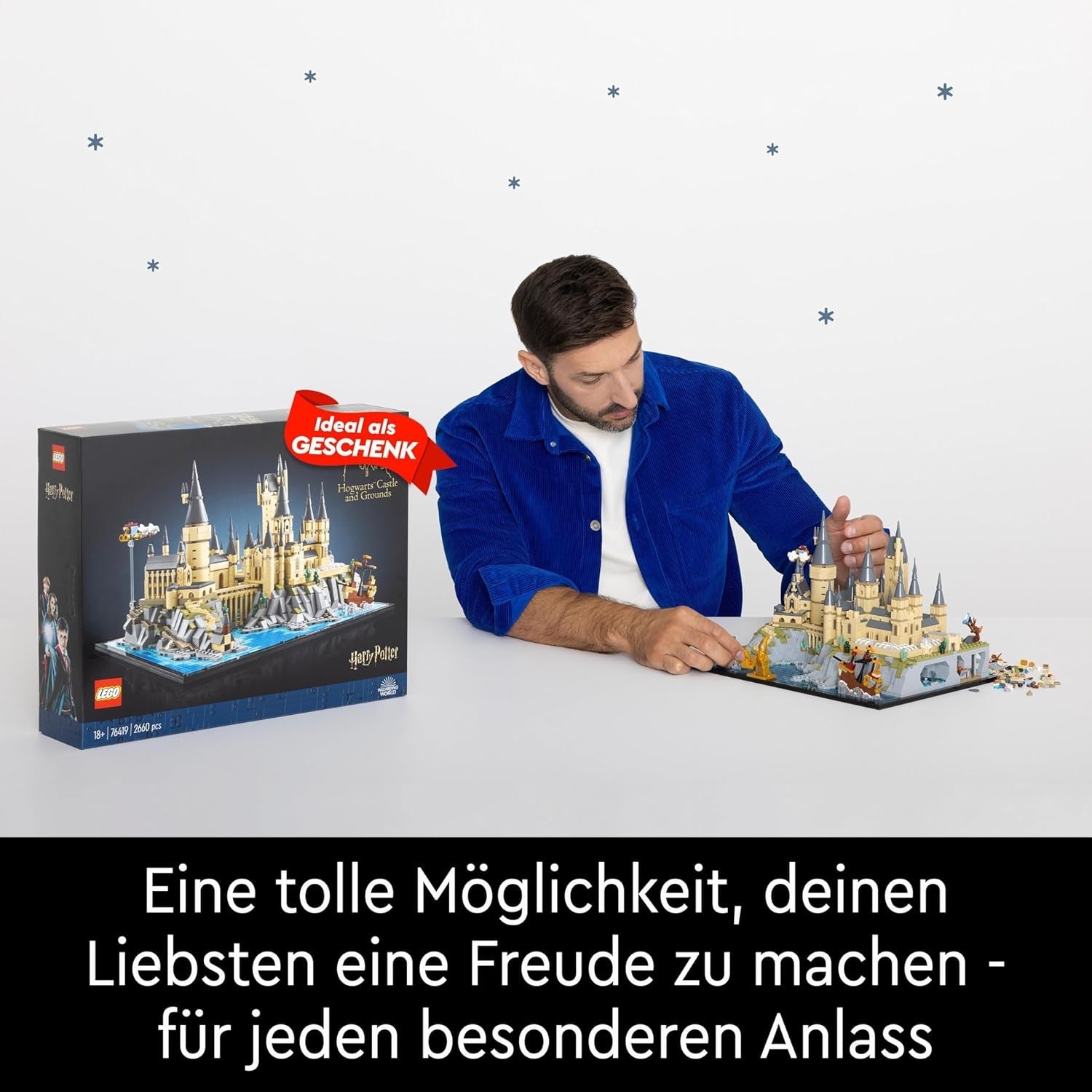 Bradavický hrad LEGO Harry Potter s hradními křídly - sbírka pro dospělé obsahující hlavní věž a astronomickou věž, Tajemnou komnatu a minifigurku architekta - dárek pro ženy - 76419 Stavebnice Besuche den LEGO-Store